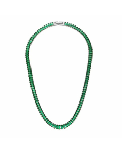 Fashion Plating Inlay Zircon Square Stainless Steel Necklace Wholesale-Steel Color-Green