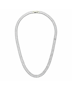 Fashion Plating Inlay Zircon Square Stainless Steel Necklace Wholesale-Steel Color-White