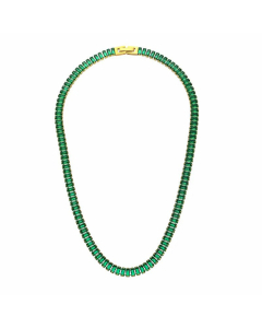 Fashion Plating Inlay Zircon Square Stainless Steel Necklace Wholesale-Gold Color-Green