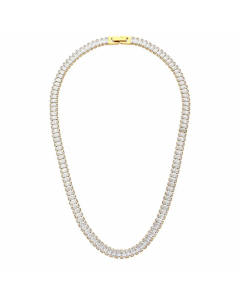 Fashion Plating Inlay Zircon Square Stainless Steel Necklace Wholesale-Gold Color-White