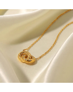 Fashion Plating Inlay Artificial Diamond Round Stainless Steel Pendant Necklace Colorza