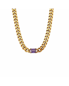 Fashion Plating Inlay Zircon Square Stainless Steel Necklace Colorza 