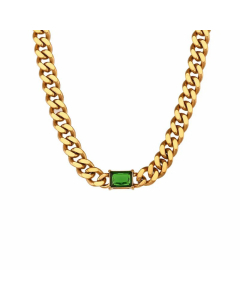 Fashion Plating Inlay Zircon Square Stainless Steel Necklace Colorza 