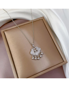 Classic Zircon Inlaid Swan Bowknot Fish Pendant Stainless Steel Plating Necklace Colorza