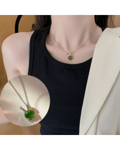 Fashion Heart Shape Flower Titanium Steel Inlay Rhinestones Pendant Necklace Colorza