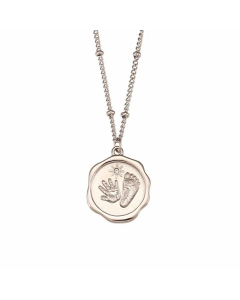 Fashion Round Baby Footprint Stainless Steel Plating Inlay Zircon Pendant Necklace Colorza