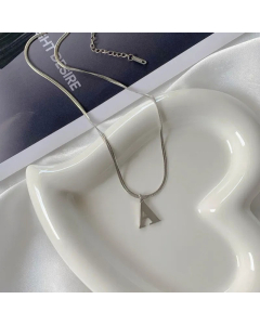 Plain Solid Color 26 Letter Titanium Steel Pendant Necklace Colorza