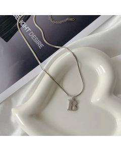 Plain Solid Color 26 Letter Titanium Steel Pendant Necklace Colorza
