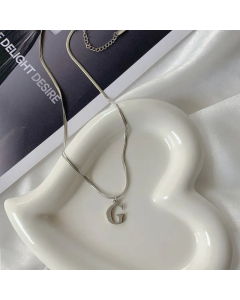Plain Solid Color 26 Letter Titanium Steel Pendant Necklace Colorza