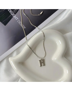 Plain Solid Color 26 Letter Titanium Steel Pendant Necklace Colorza