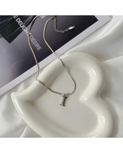 Plain Solid Color 26 Letter Titanium Steel Pendant Necklace Colorza