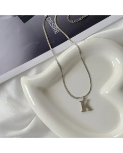 Plain Solid Color 26 Letter Titanium Steel Pendant Necklace Colorza