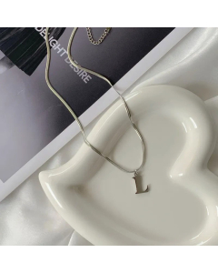 Plain Solid Color 26 Letter Titanium Steel Pendant Necklace Colorza