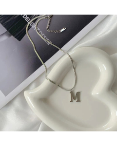 Plain Solid Color 26 Letter Titanium Steel Pendant Necklace Colorza