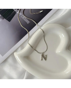 Plain Solid Color 26 Letter Titanium Steel Pendant Necklace Colorza