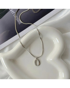 Plain Solid Color 26 Letter Titanium Steel Pendant Necklace Colorza