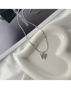 Plain Solid Color 26 Letter Titanium Steel Pendant Necklace Colorza