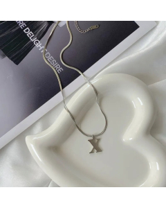 Plain Solid Color 26 Letter Titanium Steel Pendant Necklace Colorza