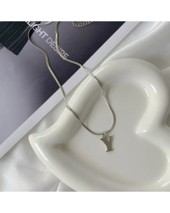 Plain Solid Color 26 Letter Titanium Steel Pendant Necklace Colorza
