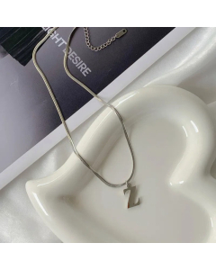 Plain Solid Color 26 Letter Titanium Steel Pendant Necklace Colorza