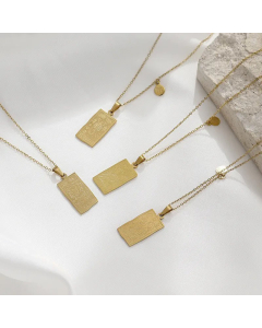 Fashion Plating Square Constellation Tag Stainless Steel Pendant Necklace Colorza