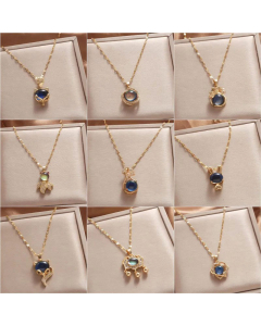 Sweet Heart Shape Animal Deer Pendent Titanium Steel Inlay Zircon Necklace Colorza