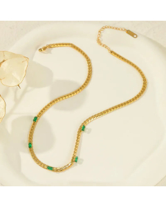 Elegant Square Inlaid Zircon Stainless Steel Plating Artificial Diamond Necklace