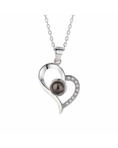 Sweet Gold Plated Inlay Zircon Heart Shape Titanium Steel Pendant Necklace Colorza