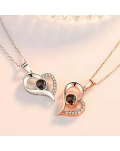 Sweet Gold Plated Inlay Zircon Heart Shape Titanium Steel Pendant Necklace Colorza