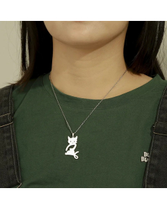 Wholesale Cute Cat Pendant Plating Stainless Steel Necklace