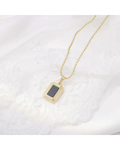 Minimalism Square Shell Inlaid Titanium Steel Plating Necklace