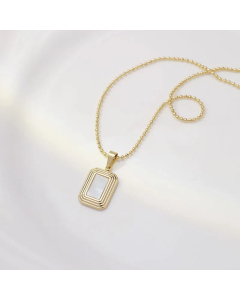 Minimalism Square Shell Inlaid Titanium Steel Plating Necklace
