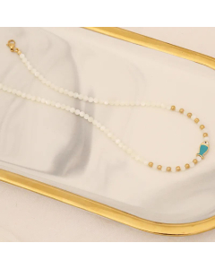 Fashion Fish Stainless Steel Necklace Shell Pearls Beads Chain Necklace