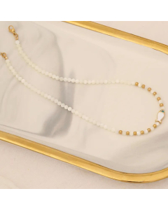 Fashion Fish Stainless Steel Necklace Shell Pearls Beads Chain Necklace