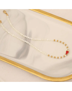 Fashion Fish Stainless Steel Necklace Shell Pearls Beads Chain Necklace