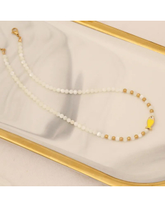 Fashion Fish Stainless Steel Necklace Shell Pearls Beads Chain Necklace