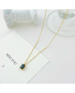 Elegant Square Plating Rhinestones Stainless Steel Pendant Necklace