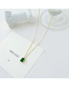 Elegant Square Plating Rhinestones Stainless Steel Pendant Necklace
