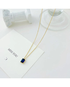 Elegant Square Plating Rhinestones Stainless Steel Pendant Necklace