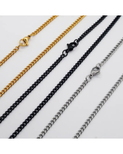 Plain Solid Color Curb Link Titanium Steel Necklace Colorza