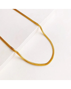 Plain Solid Color Flat Curb Link Titanium Steel Plating Necklace-Gold Color-01