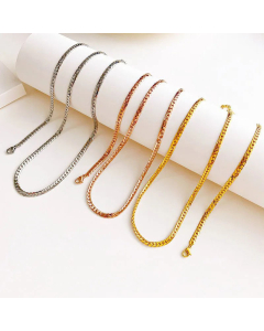 Plain Solid Color Flat Curb Link Titanium Steel Plating Necklace