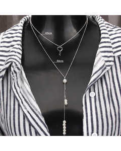 Fashion Round Star Stainless Steel Zircon Choker Necklace-Steel Color-01
