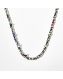 Colorful Zircon Stainless Steel Plating Zircon Necklace Colorza