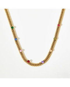 Colorful Zircon Stainless Steel Plating Zircon Necklace Colorza