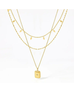 Fashion Plating Layered Geometric Stainless Steel Necklaces Colorza 