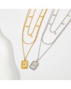 Fashion Plating Layered Geometric Stainless Steel Necklaces Colorza 
