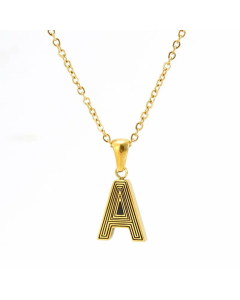 Fashion Striped Letter Stainless Steel Plating Pendant Necklace Colorza