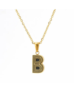 Fashion Striped Letter Stainless Steel Plating Pendant Necklace Colorza