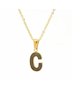 Fashion Striped Letter Stainless Steel Plating Pendant Necklace Colorza
